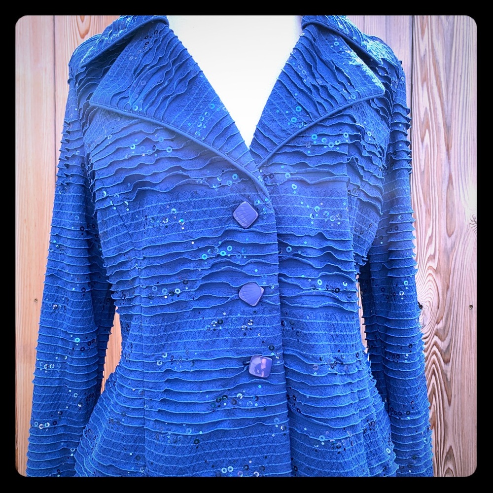 Clara Sunwoo blue blazer with sequins